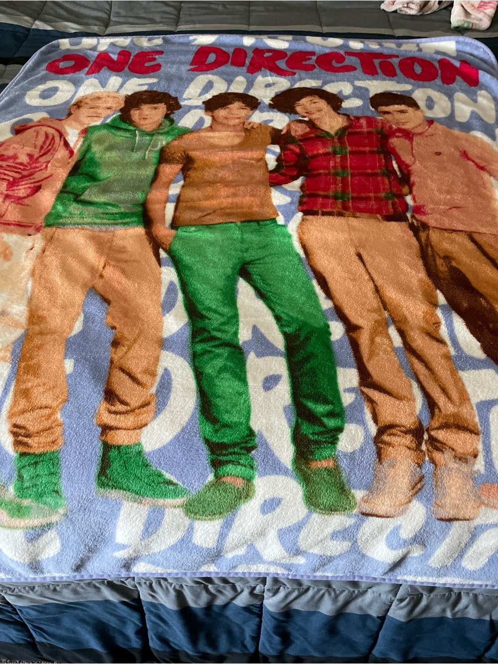 1D One Direction Light Blue Plush Blanket Throw 49x60 inches Harry Styles